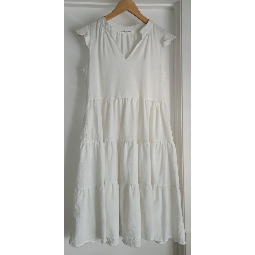 Label of Love White Tiered Cotton Dress‎ Size S Graduation Dress Cottagecore